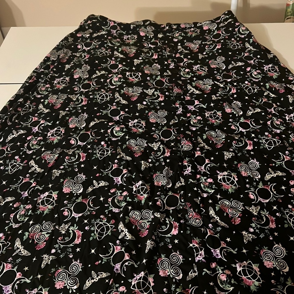 Black Wiccan symbol maxi skirt